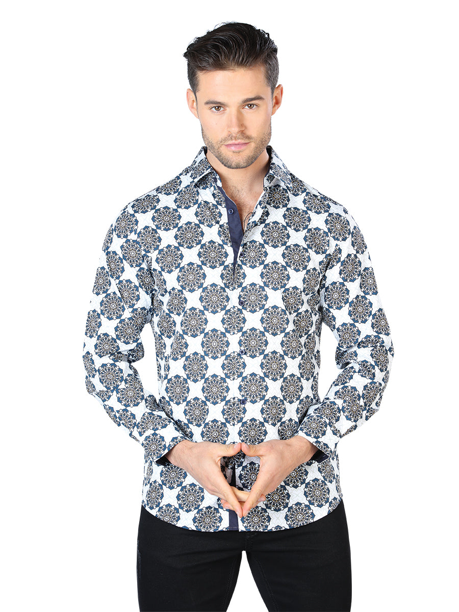 Camisa casual de manga larga blanca y negra 44048