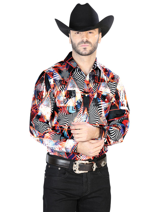 Burgundy/White Casual Long Sleeve Shirt 44084