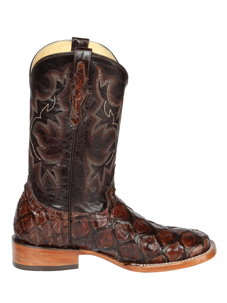 Botas de rodeo El General para hombre, modelo Exotic Monster Fish - Marrón 44116