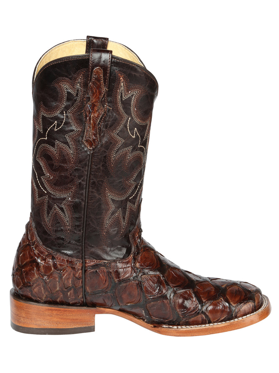 Botas de rodeo El General para hombre, modelo Exotic Monster Fish - Marrón 44116