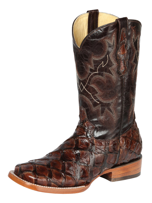 Botas de rodeo El General para hombre, modelo Exotic Monster Fish - Marrón 44116