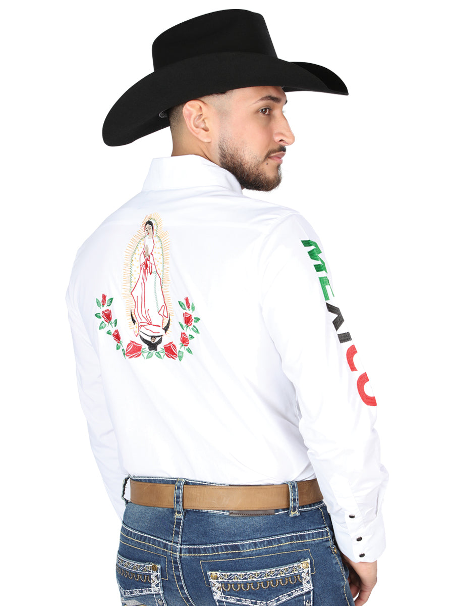 Camisa vaquera bordada El General blanca con rosas 44294