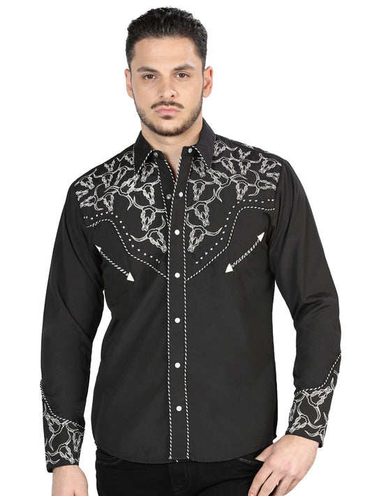 Camisa Bordada El Señor De Los Cielos Negro/Blanco 44340