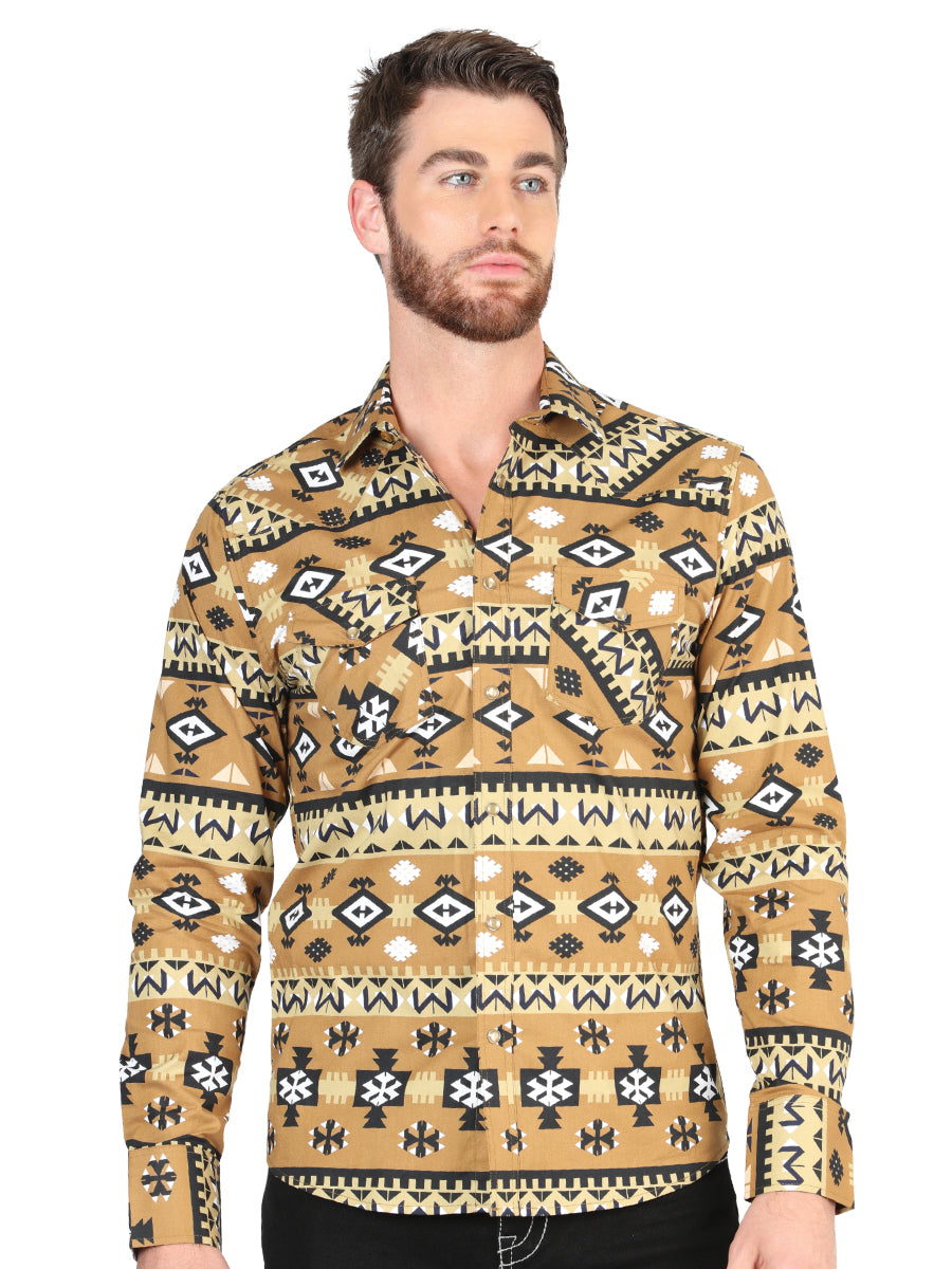 Camisa informal de manga larga de El General Mustard 44417