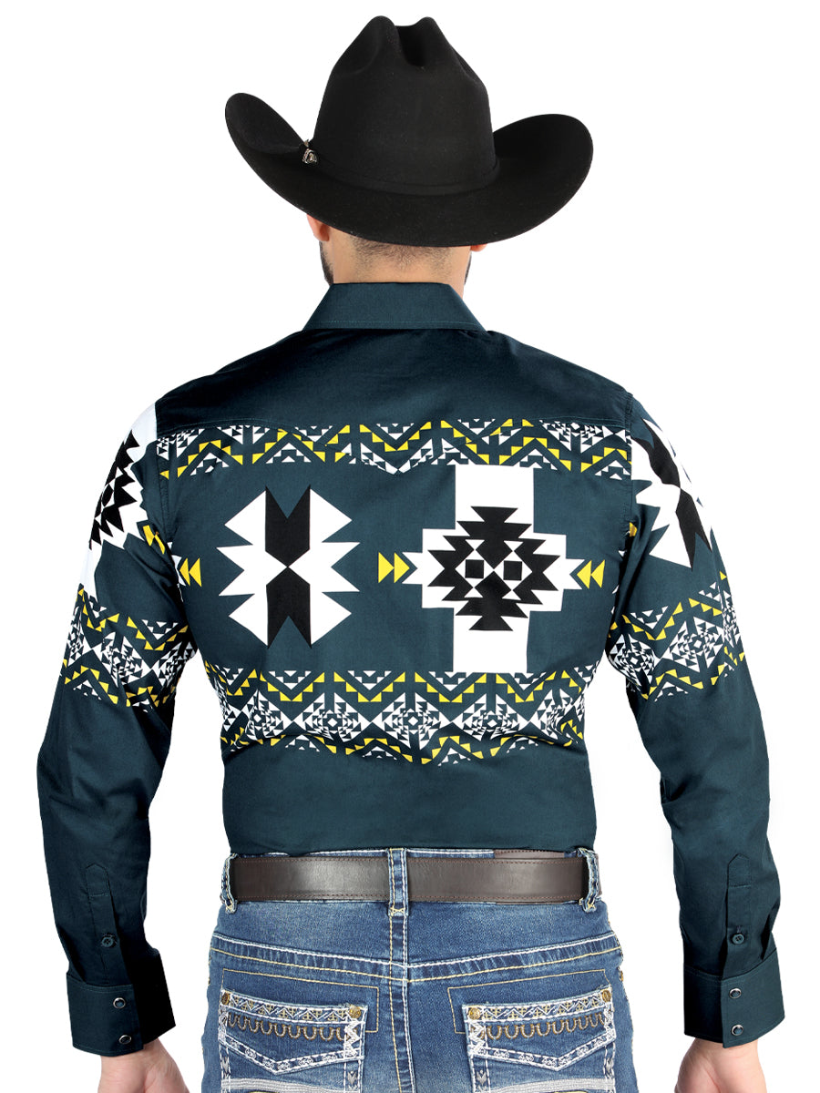 El General - Camisa informal de manga larga - Verde azulado 44486