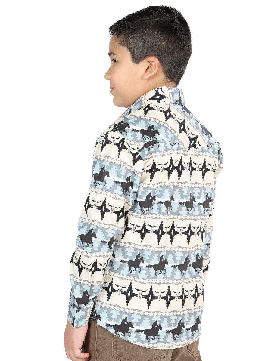 Camisa informal de manga larga de El General Azul 44494