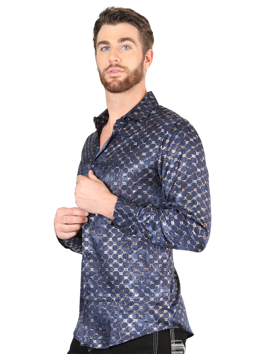 Camisa casual de manga larga El General Navy/Gold 44548