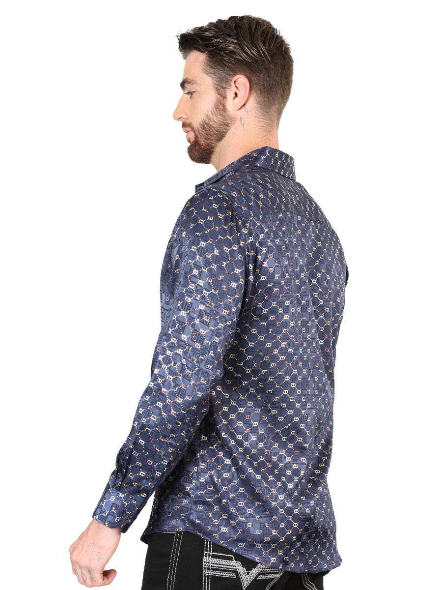 Camisa casual de manga larga El General Navy/Gold 44548