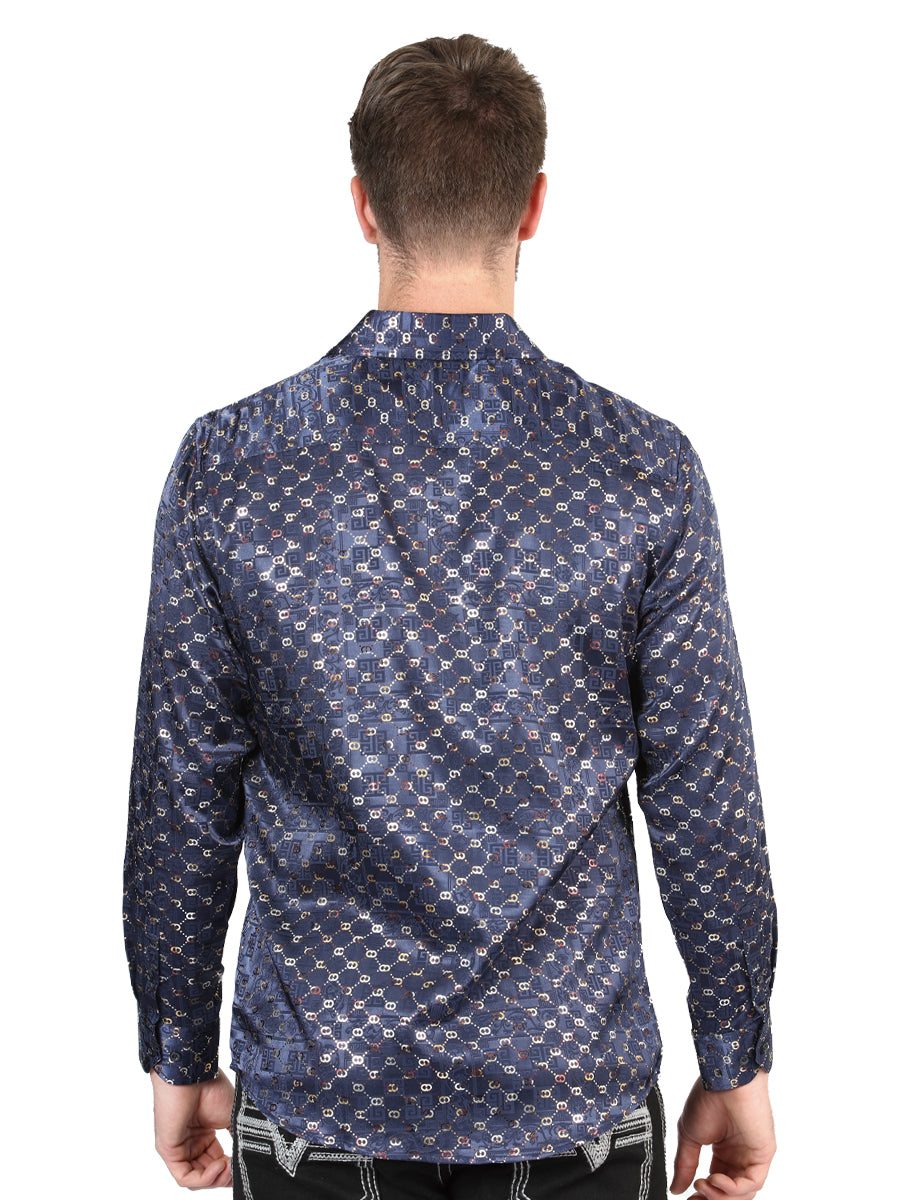 Camisa casual de manga larga El General Navy/Gold 44548