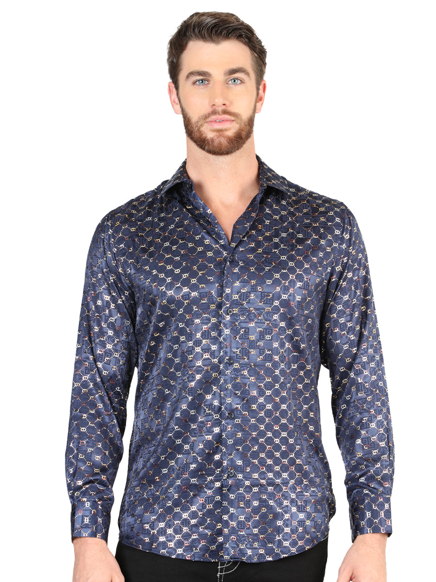 Camisa casual de manga larga El General Navy/Gold 44548