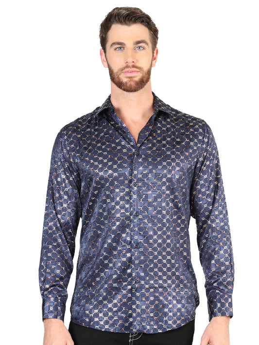 Camisa casual de manga larga El General Navy/Gold 44548