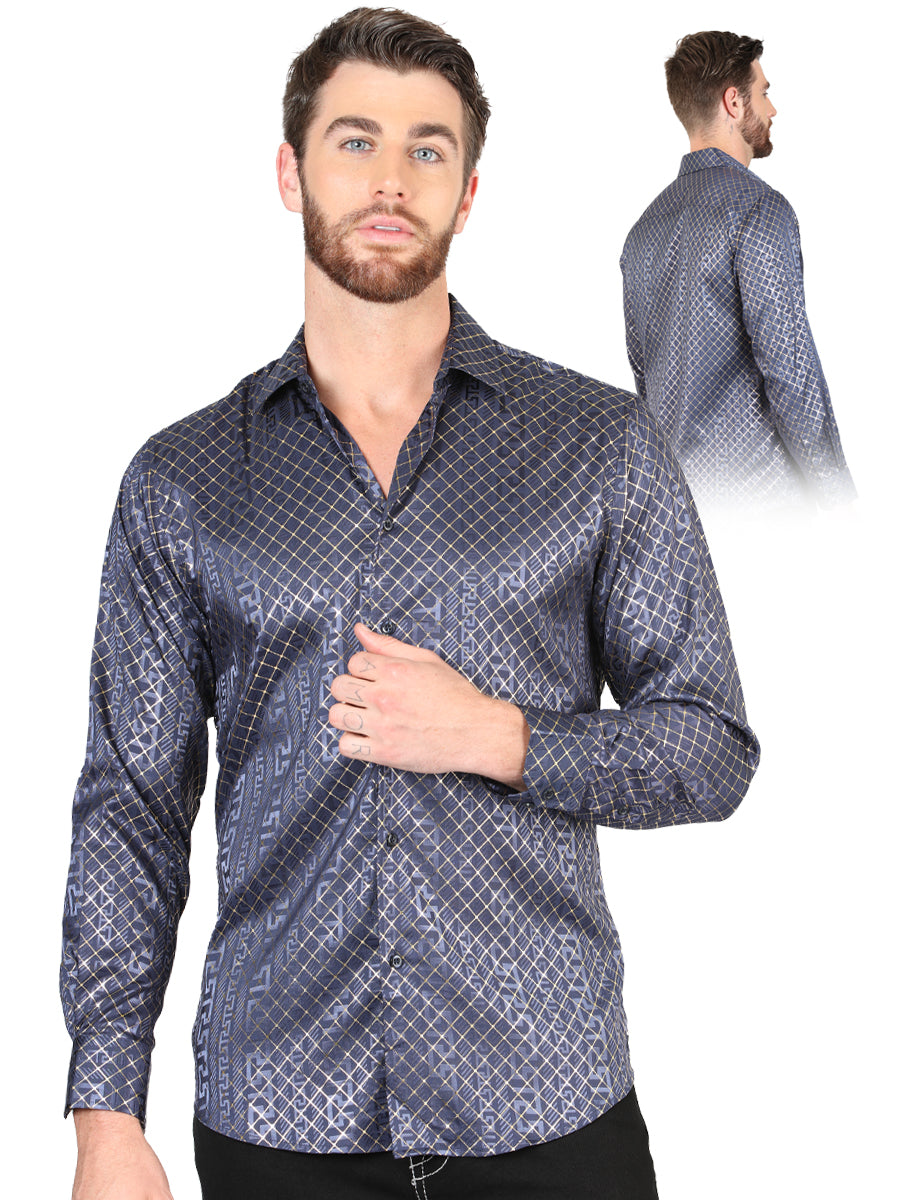 Camisa casual de manga larga color azul marino El General 44551
