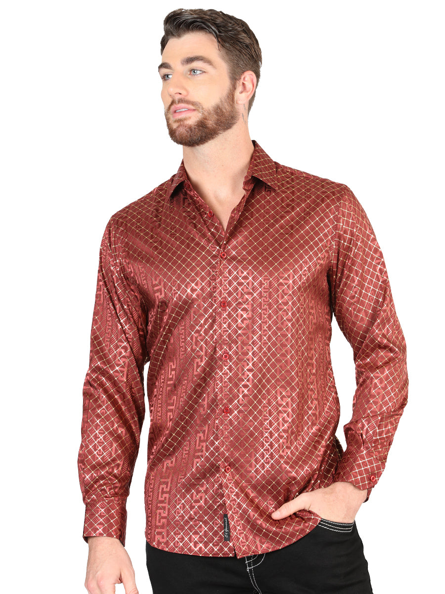 Camisa casual de manga larga El General Burgundy 44552