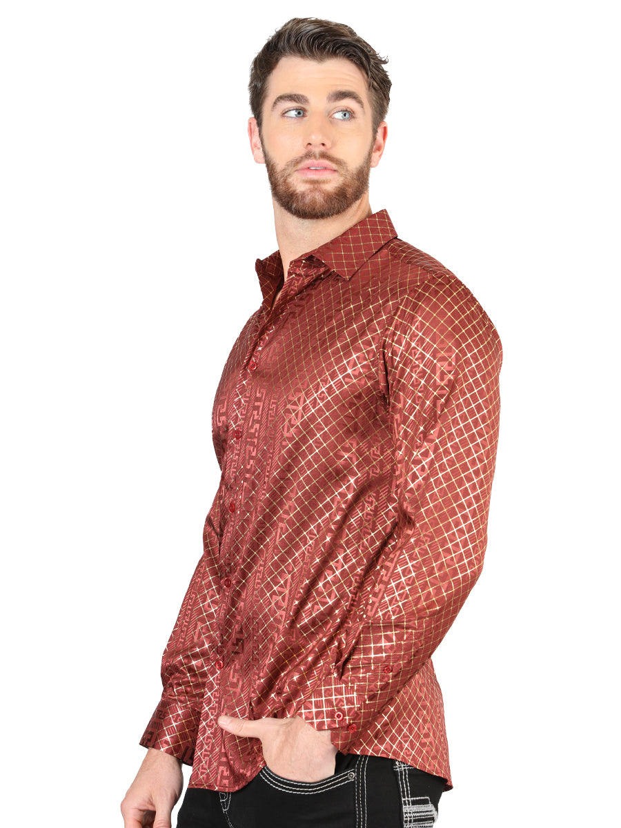 Camisa casual de manga larga El General Burgundy 44552