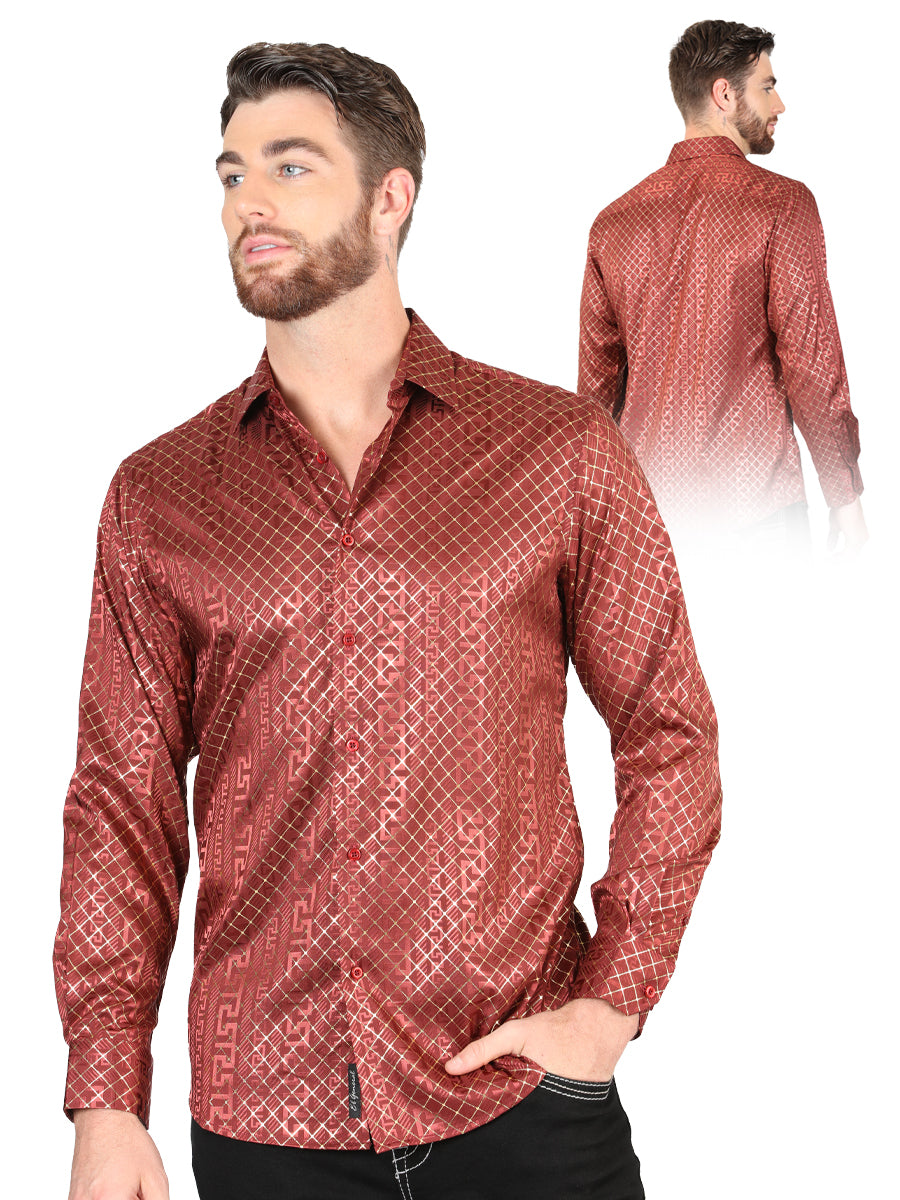 Camisa casual de manga larga El General Burgundy 44552