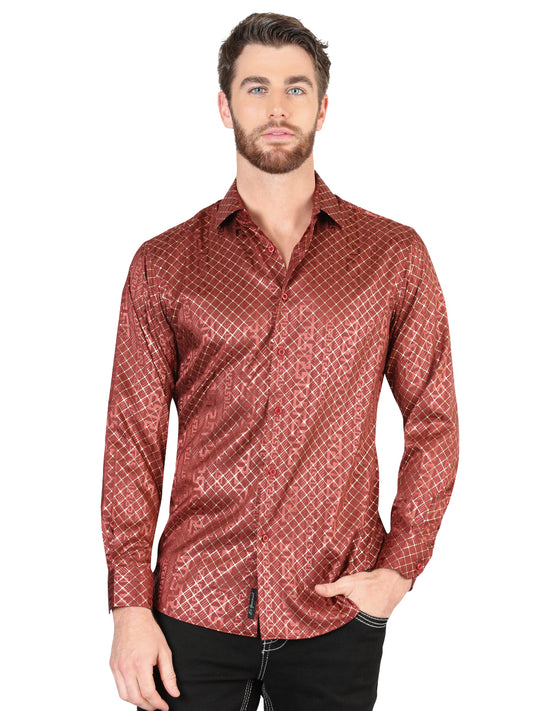 Camisa casual de manga larga El General Burgundy 44552