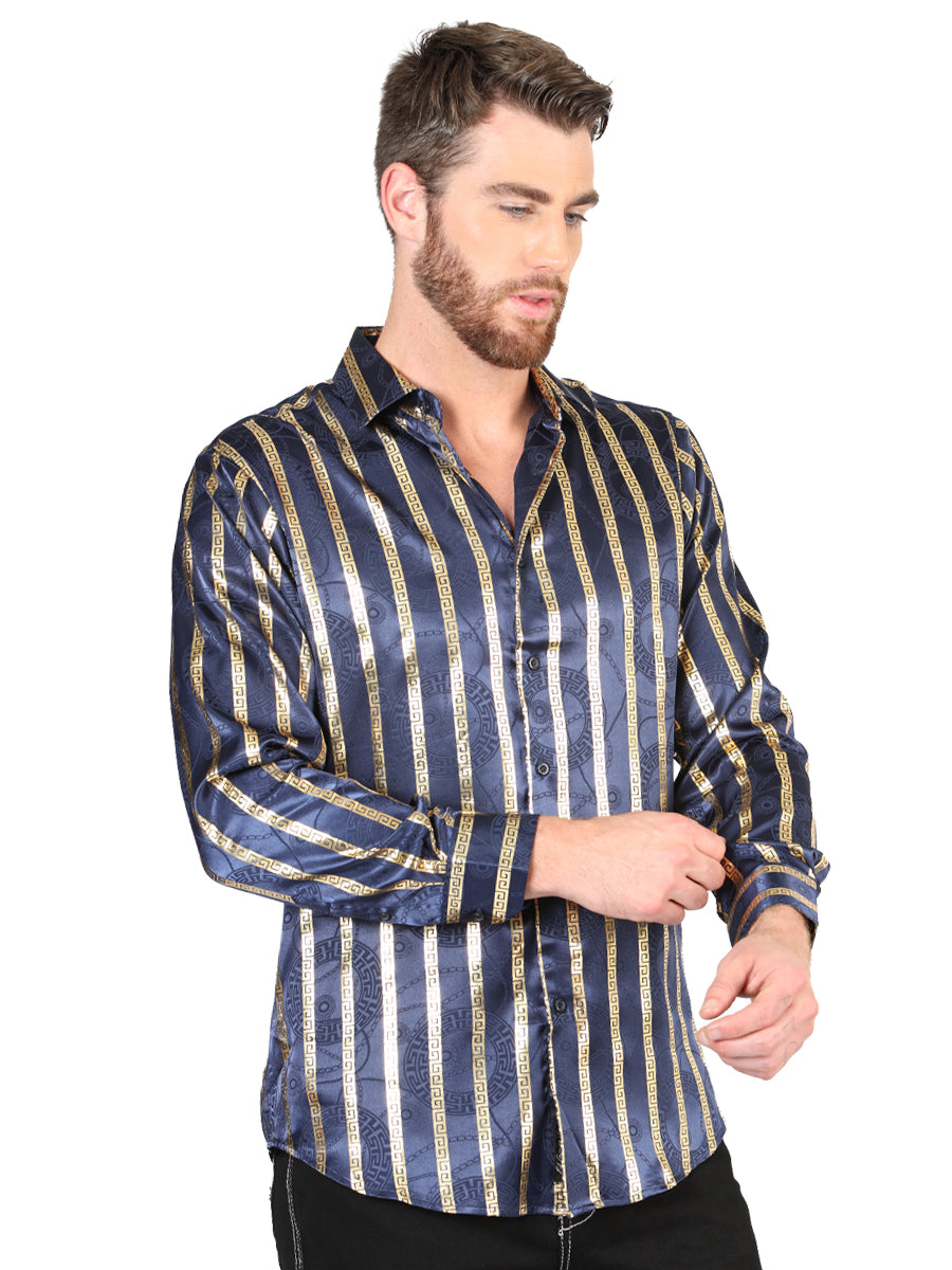 Camisa casual de manga larga El General Navy/Gold 44553