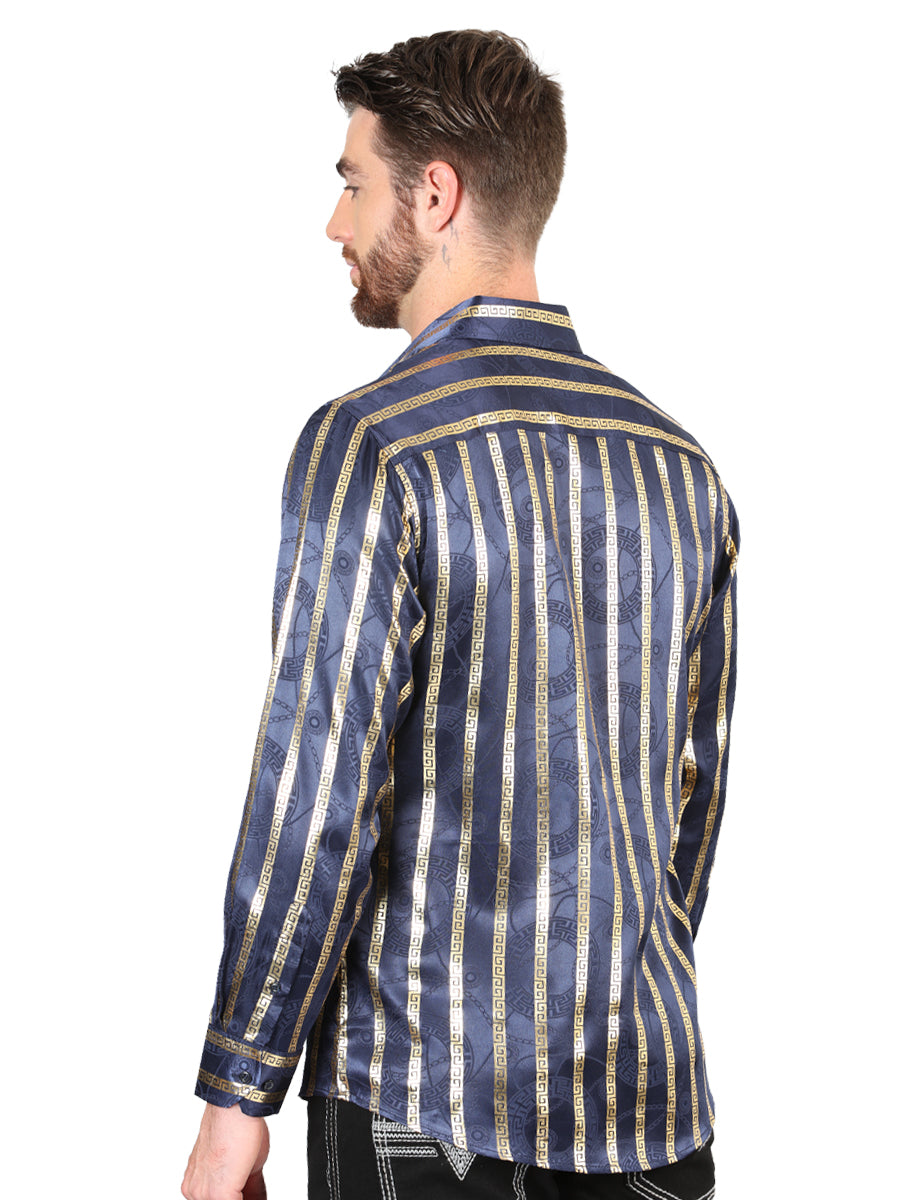 Camisa casual de manga larga El General Navy/Gold 44553