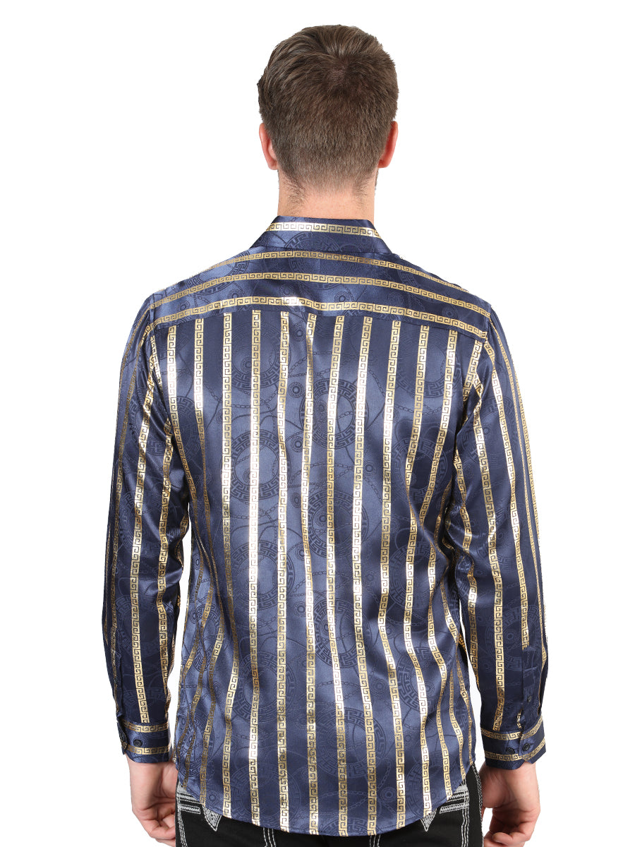 Camisa casual de manga larga El General Navy/Gold 44553