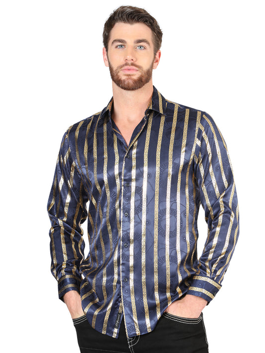 Camisa casual de manga larga El General Navy/Gold 44553