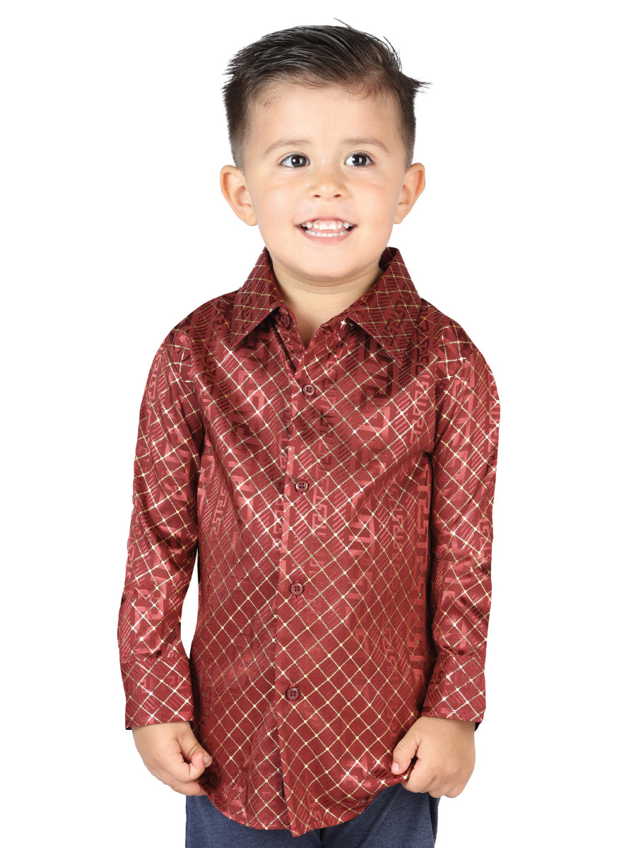 Camisa casual de manga larga El General Burgundy 44570