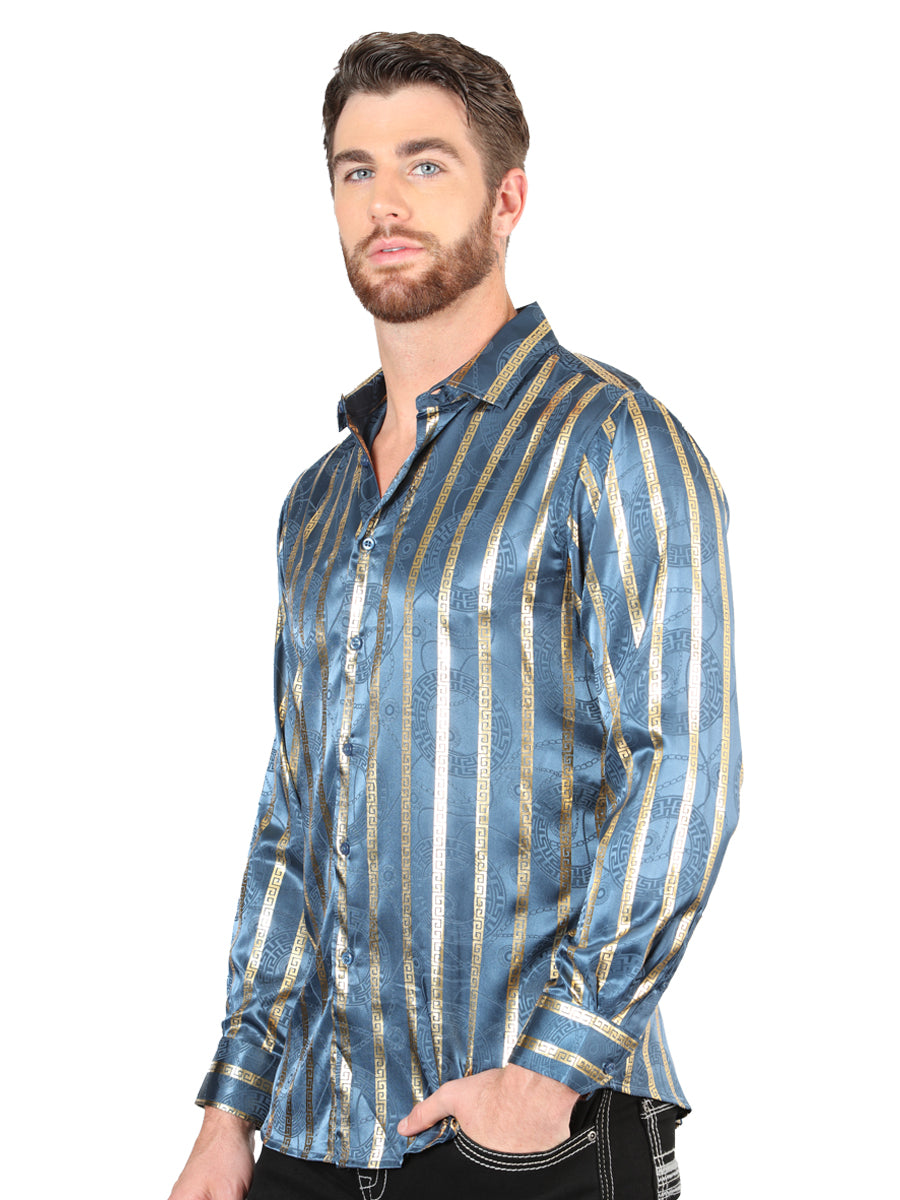 Camisa casual de manga larga El General Teal 44580