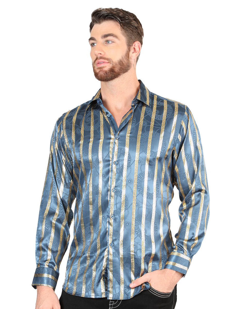 Camisa casual de manga larga El General Teal 44580