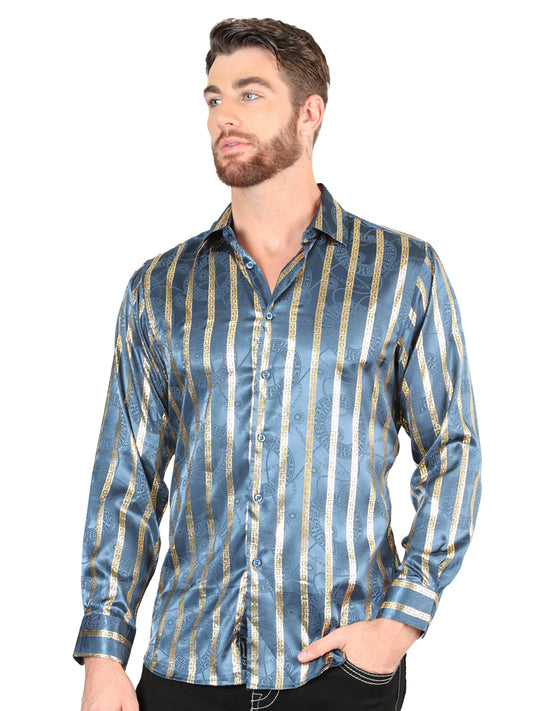 Camisa casual de manga larga El General Teal 44580