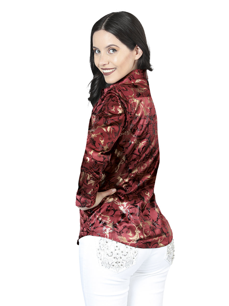 Camisa casual de manga larga El General Burgundy 44595