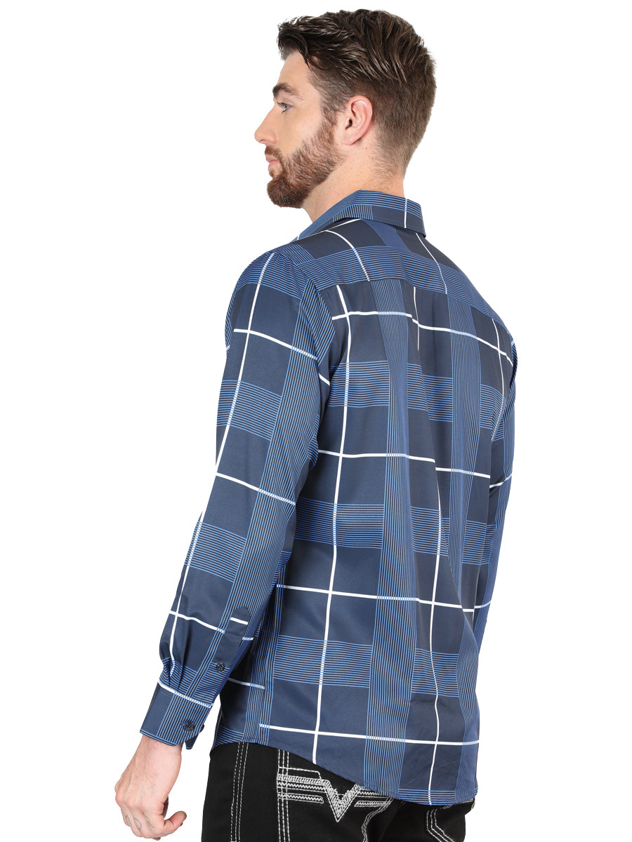 Camisa casual de manga larga azul El General 44600