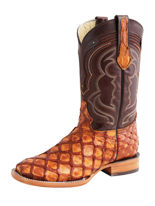 Botas de rodeo El General para hombre, modelo Exotic Monster Fish - Miel 44606