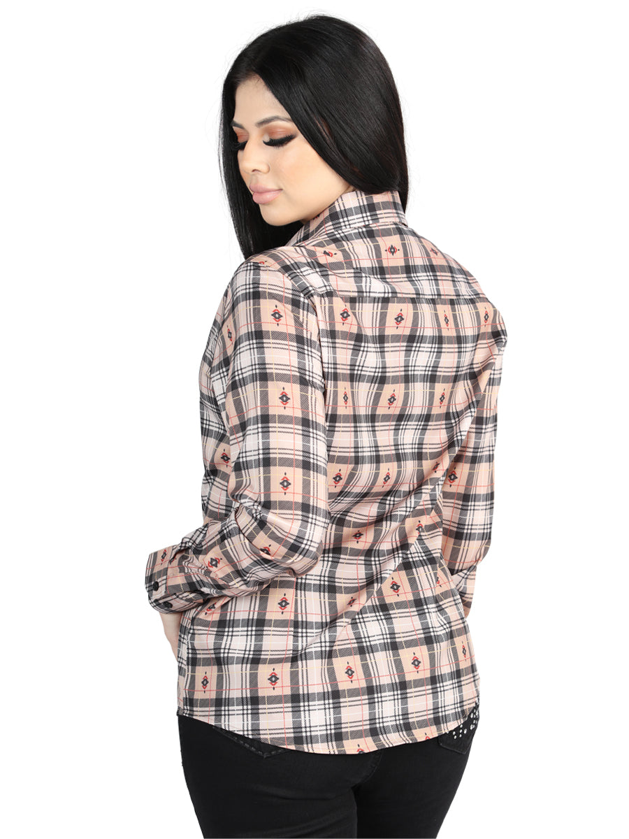 El General - Camisa casual de manga larga - Beige/Negro 44715