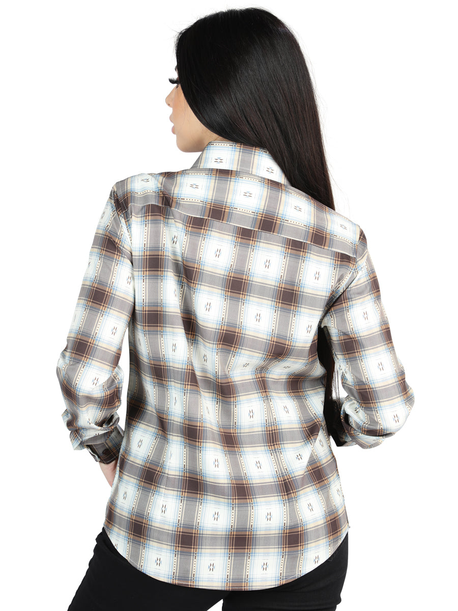 El General - Camisa casual de manga larga - Marrón/Arena 44717