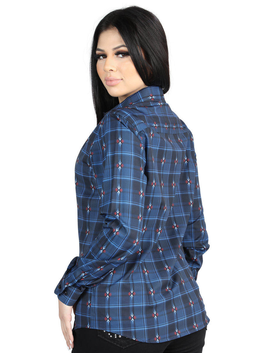 El General - Camisa casual de manga larga - Negro/Azul 44721