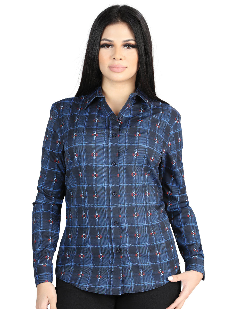 El General - Camisa casual de manga larga - Negro/Azul 44721