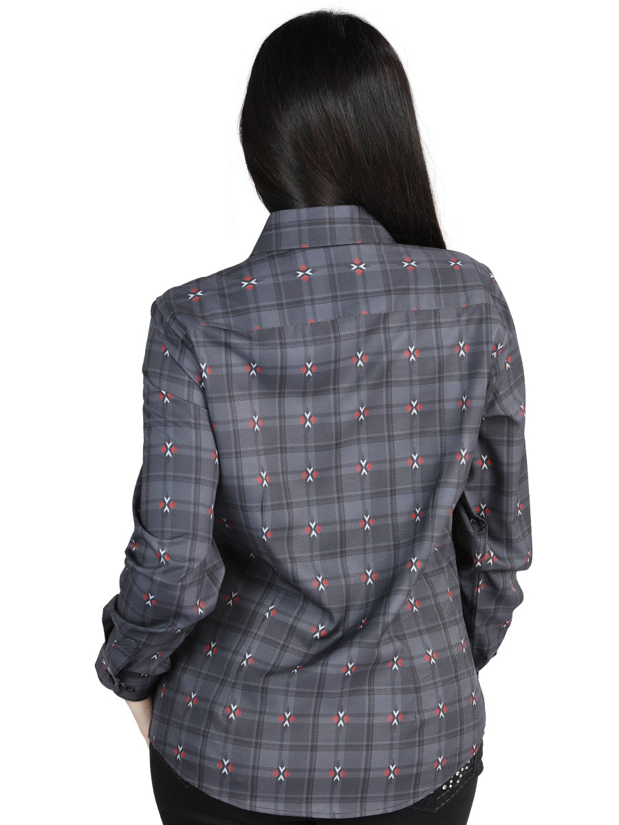 El General - Camisa casual de manga larga - Gris/Marrón 44725