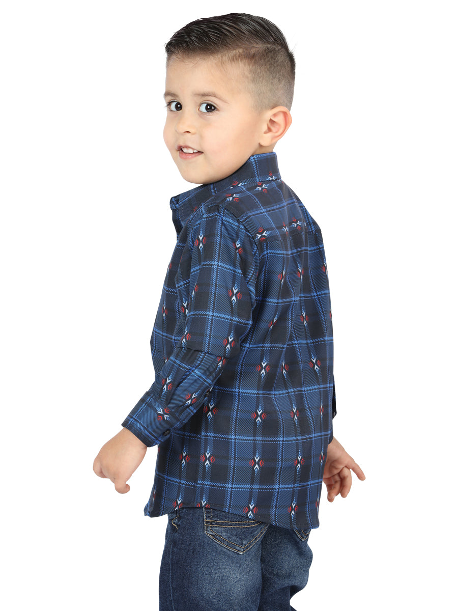 Camisa casual de manga larga El General negra/azul 44738