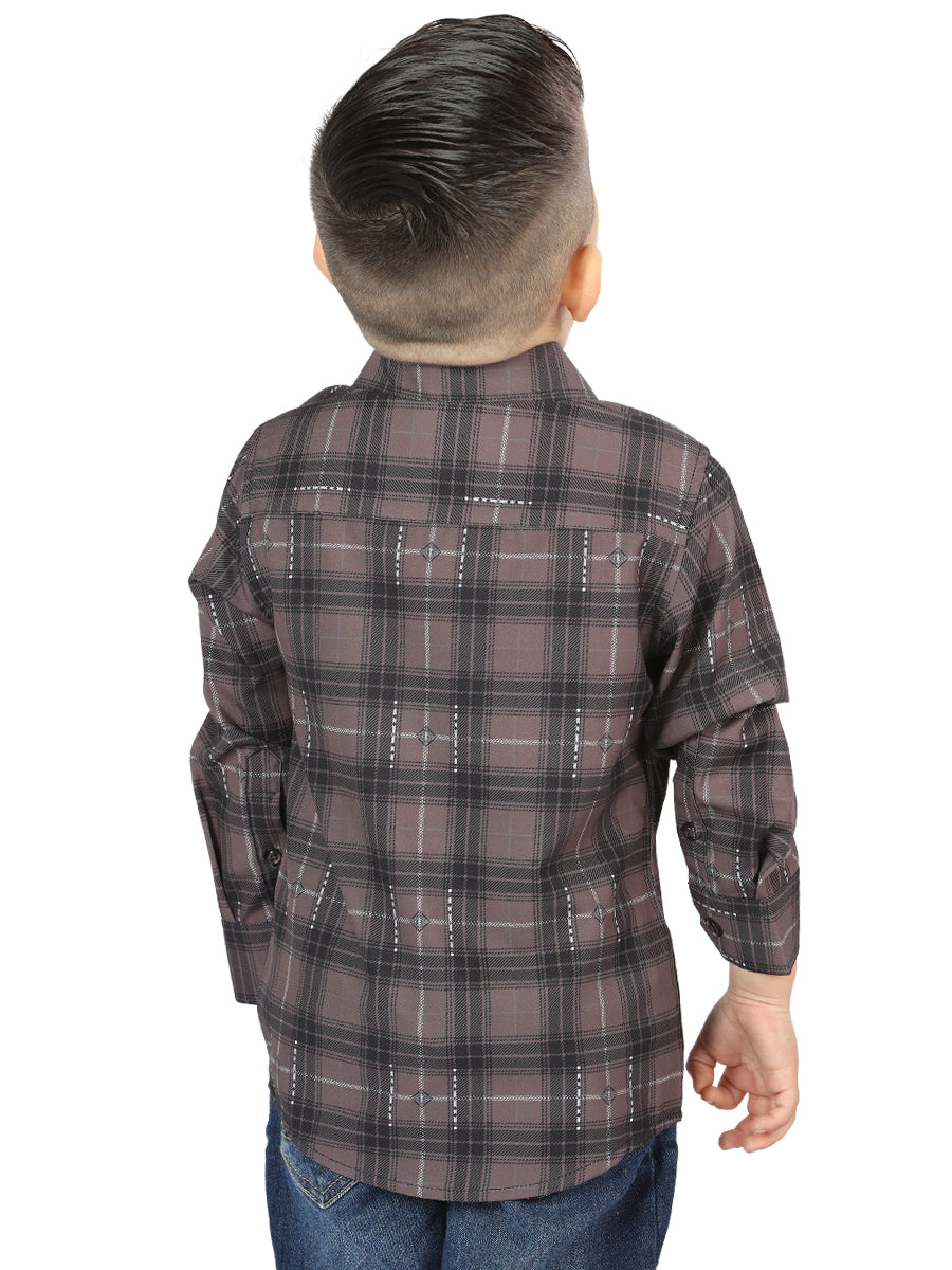 Camisa de manga larga casual El General Moka/Olive 44746