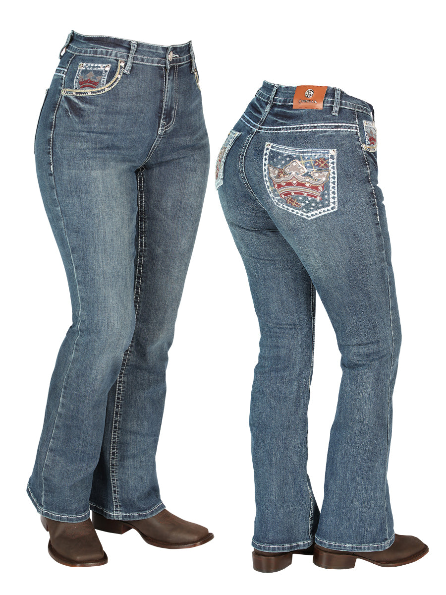 Pantalones vaqueros Centenario azul oscuro para mujer 44962