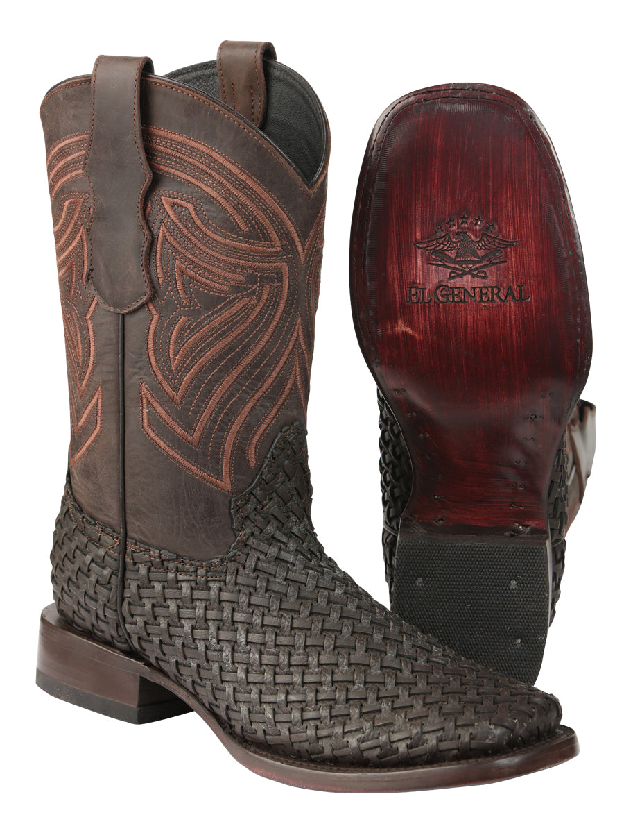 El General Men’s Leather Rodeo Boots Petatillo - Chocolate 45013