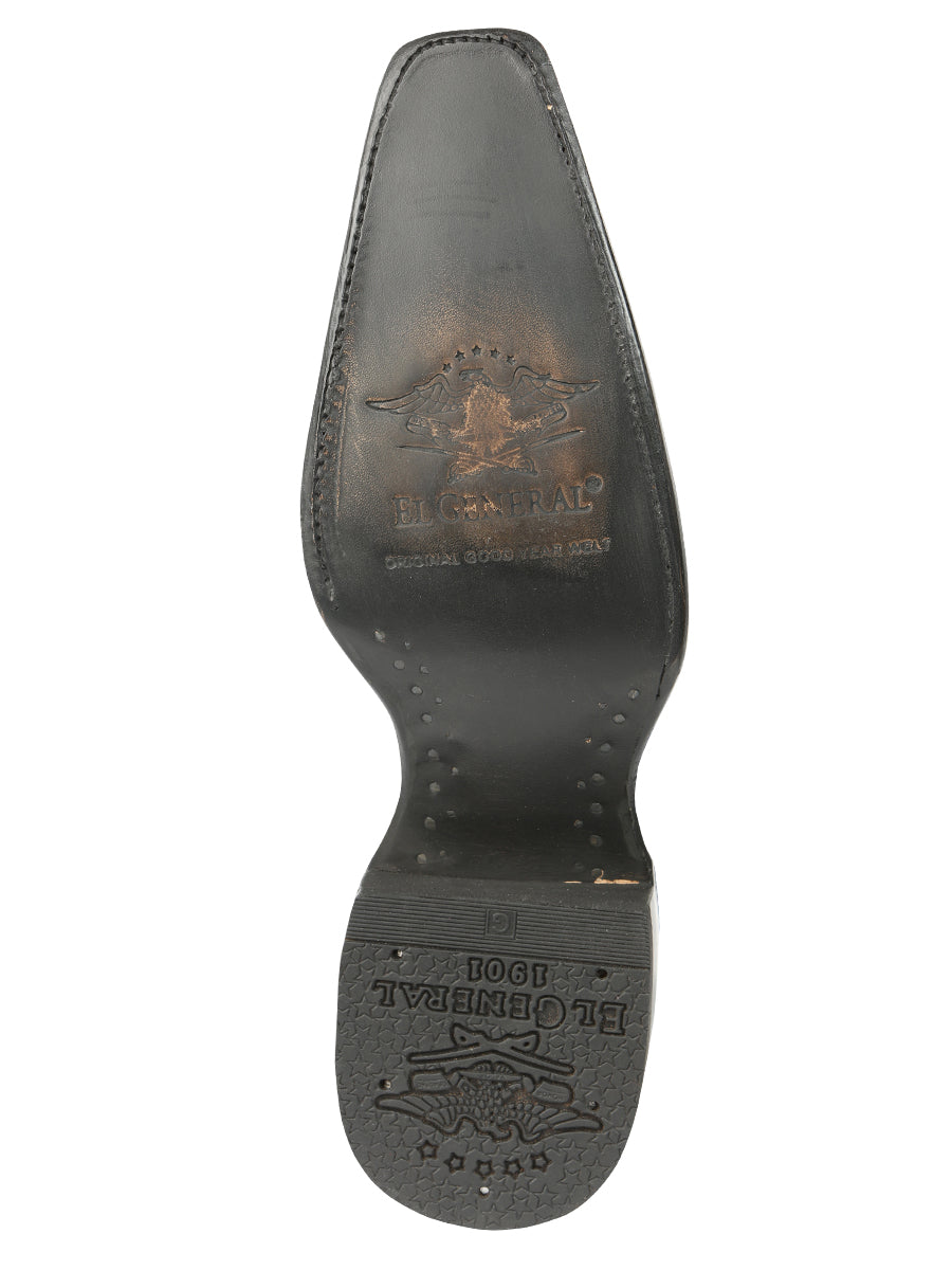 Botas vaqueras El General para hombre, de piel de avestruz exótica - Negras 45075