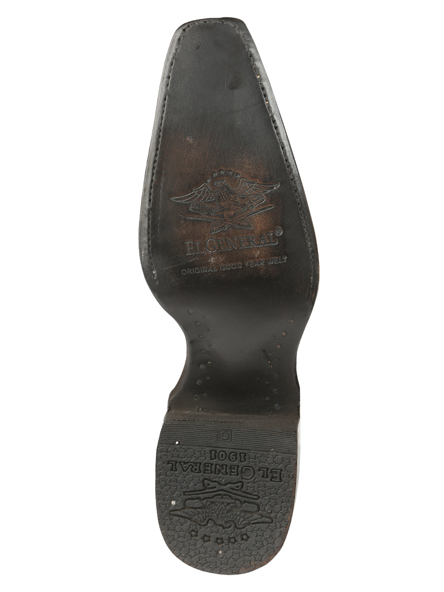 Botas vaqueras El General para hombre, de piel de avestruz exótica - Marrón 45076