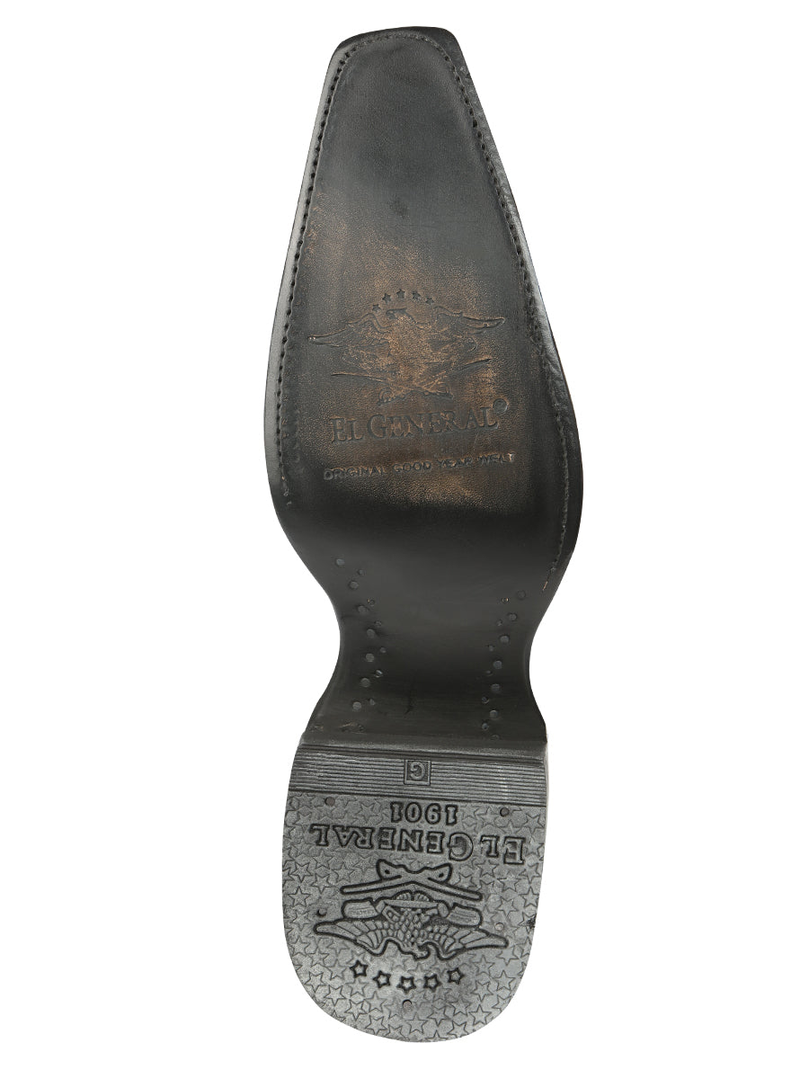 Botas vaqueras El General para hombre, de piel de caimán exótico - Negras 45078