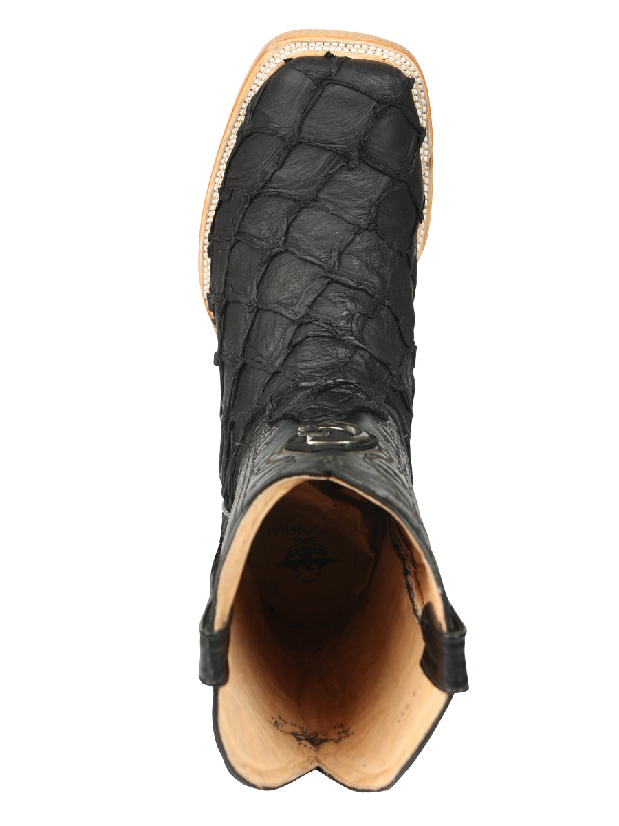 Botas vaqueras El General para hombre, modelo Exotic Monster Fish Rodeo - Negras 45083