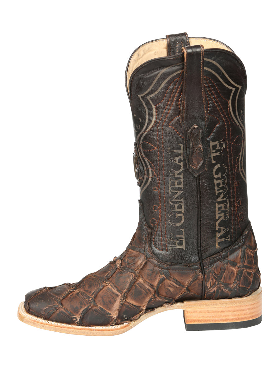 Botas vaqueras El General para hombre, modelo Exotic Monster Fish Rodeo - Marrón 45084