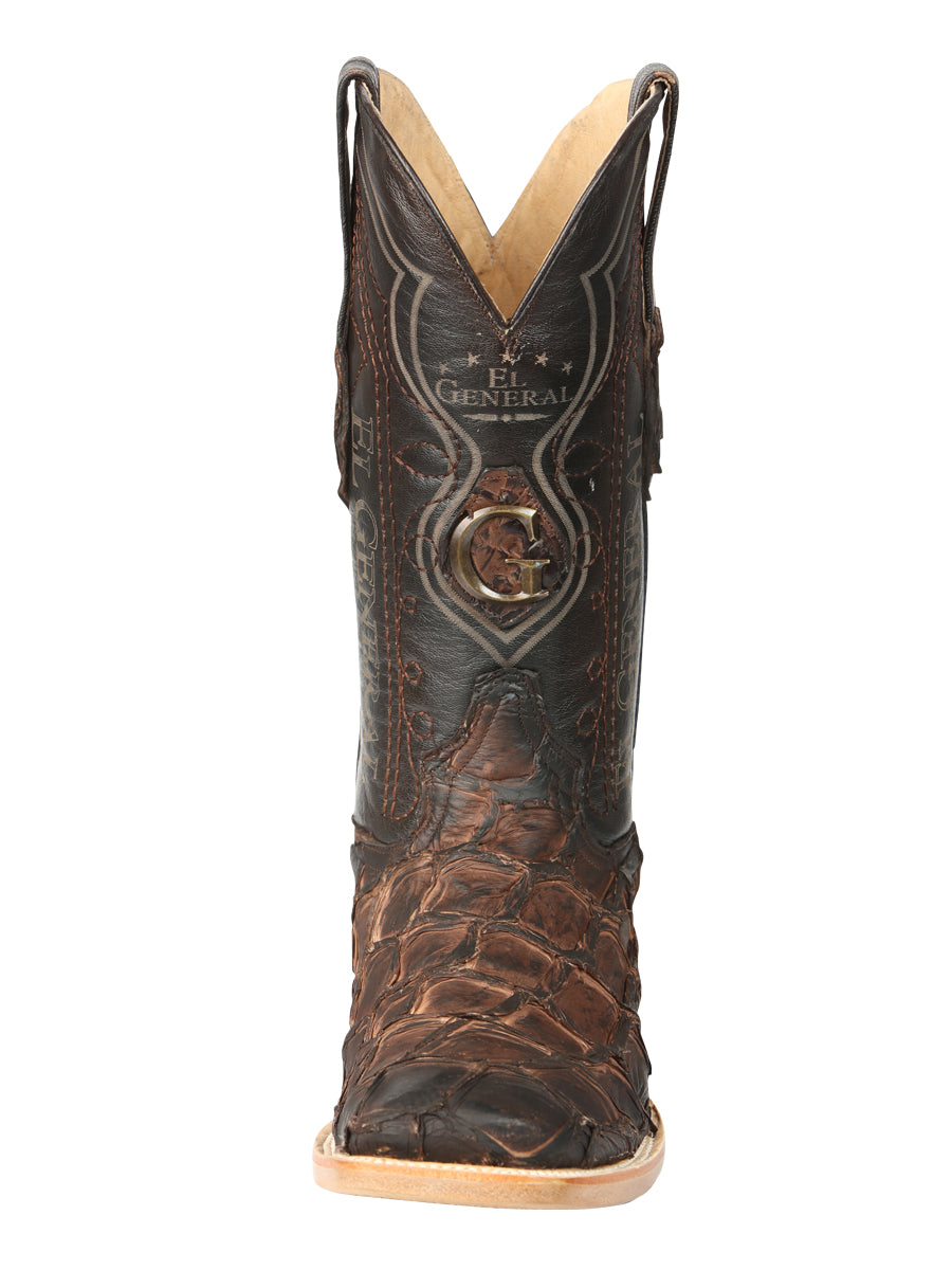 Botas vaqueras El General para hombre, modelo Exotic Monster Fish Rodeo - Marrón 45084