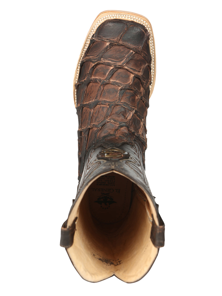 Botas vaqueras El General para hombre, modelo Exotic Monster Fish Rodeo - Marrón 45084