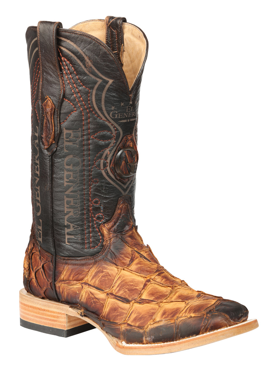 Botas vaqueras El General para hombre, modelo Exotic Monster Fish Rodeo - Coñac 45085