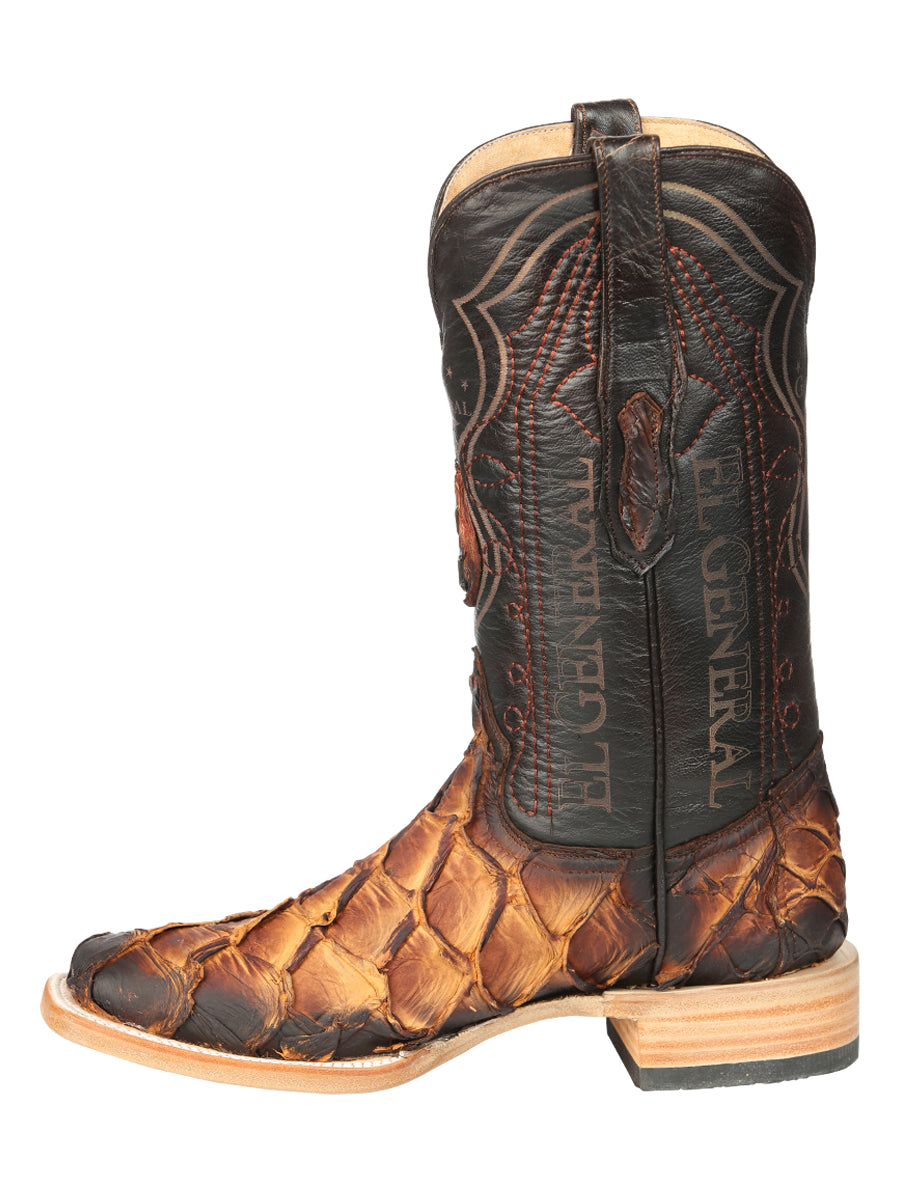 Botas vaqueras El General para hombre, modelo Exotic Monster Fish Rodeo - Coñac 45085