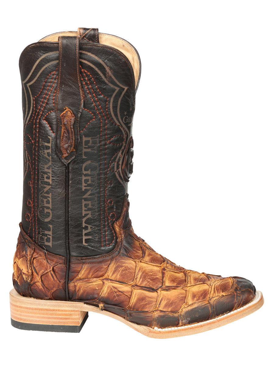 Botas vaqueras El General para hombre, modelo Exotic Monster Fish Rodeo - Coñac 45085
